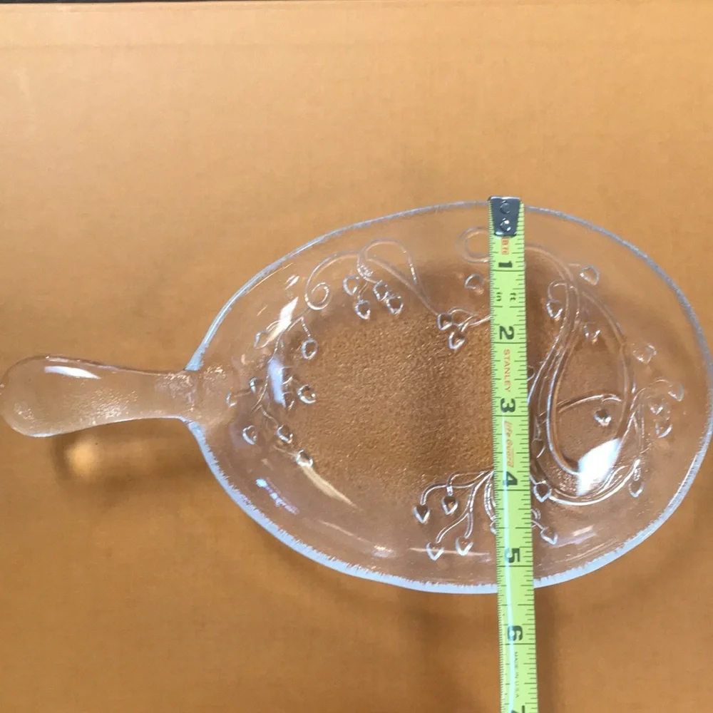 Vintage‎ Frosted Glass Serving Dish with Handle